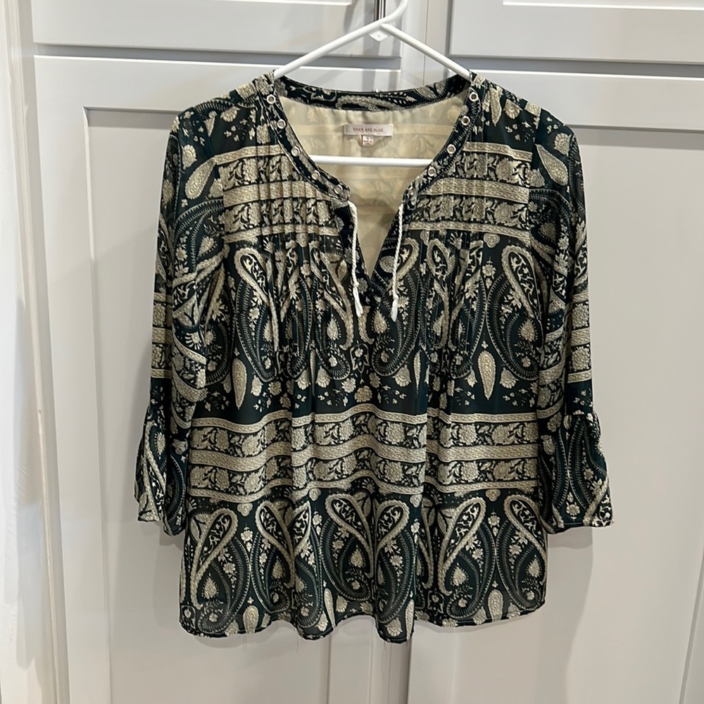 Dark green V-neck blouse